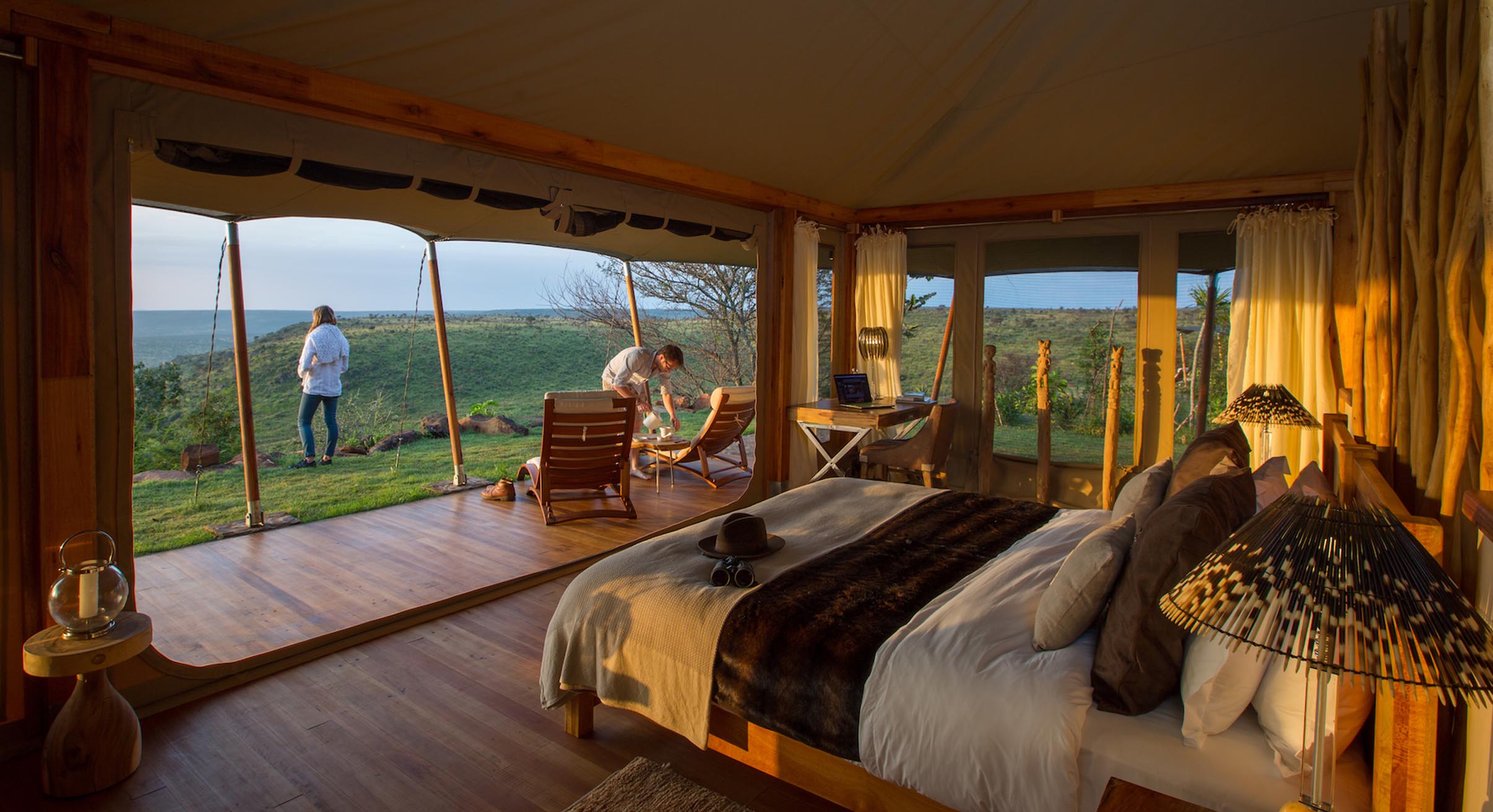 inside of guest room at loisaba tented camp kenya