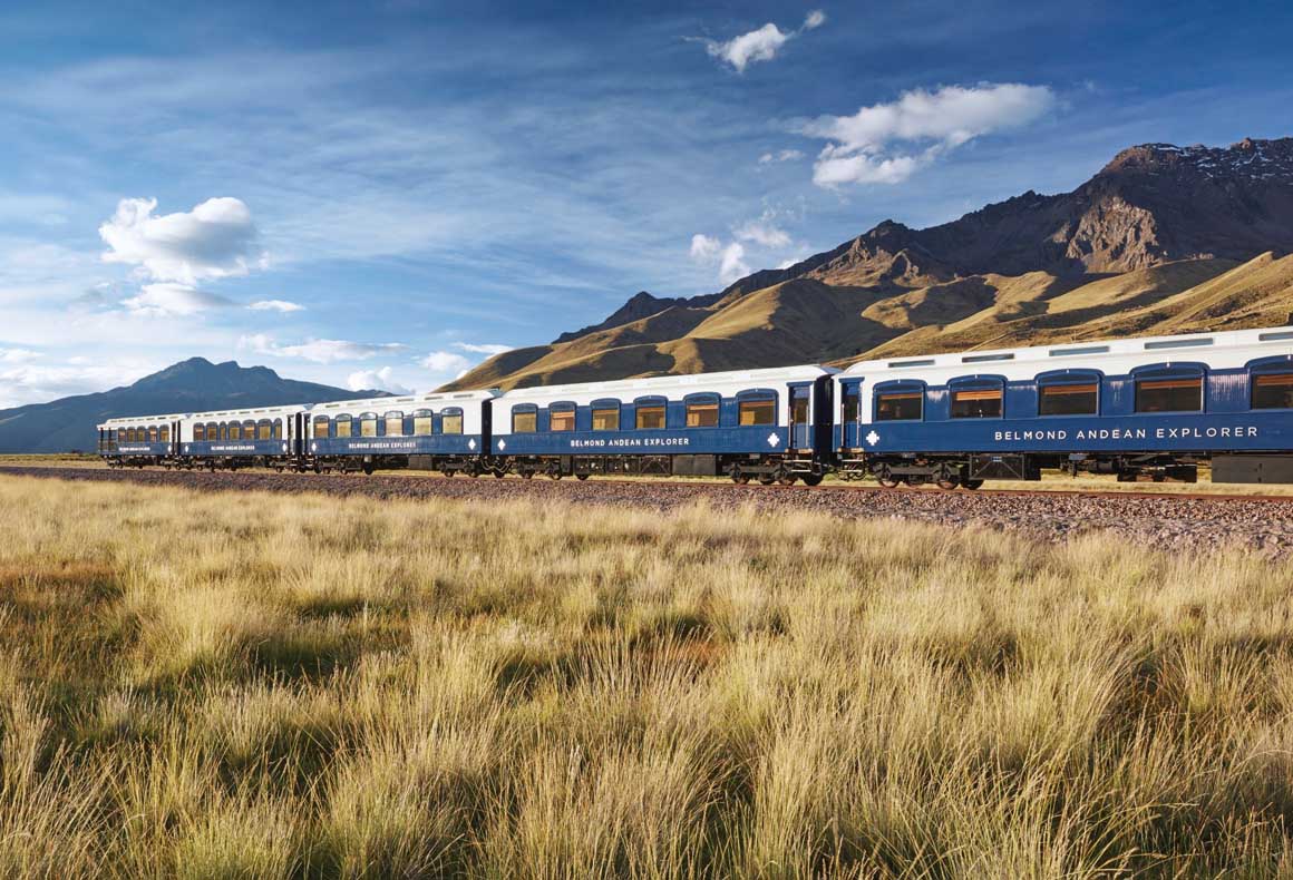 belmond train andes explorer in the andes mountains of peru
