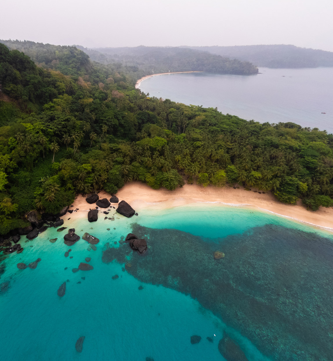 Drone View Sao Tome and principe of Prince Banana Beach