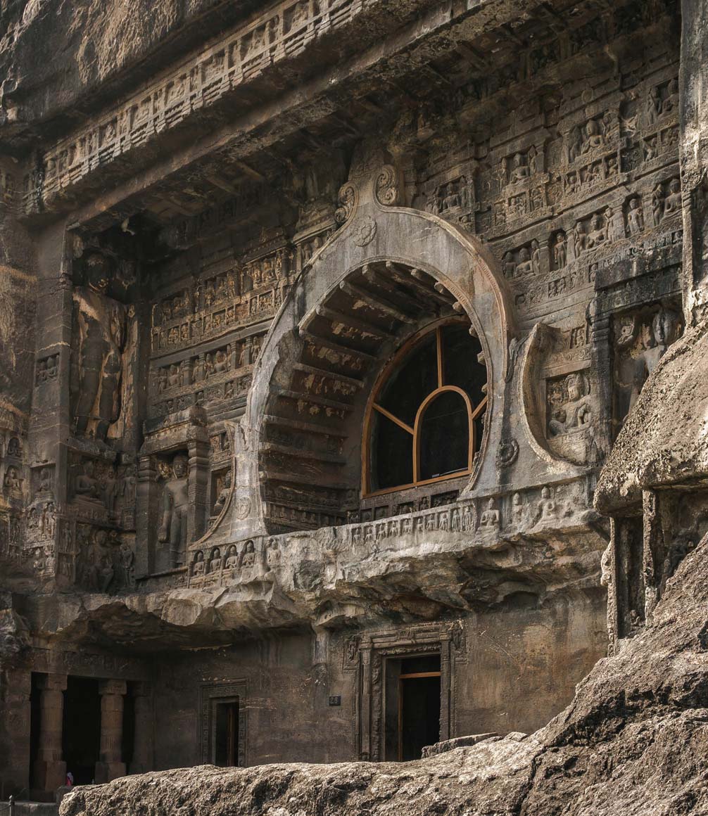 facade of the ajanta caves in maharashtra