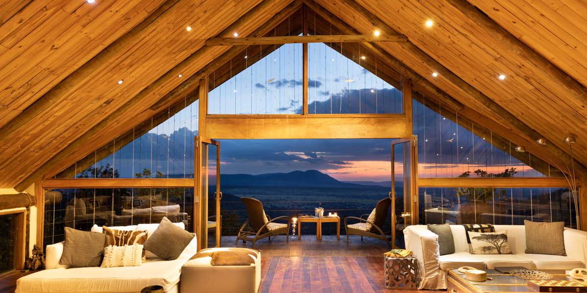 lounge of kenya cottars bush villa