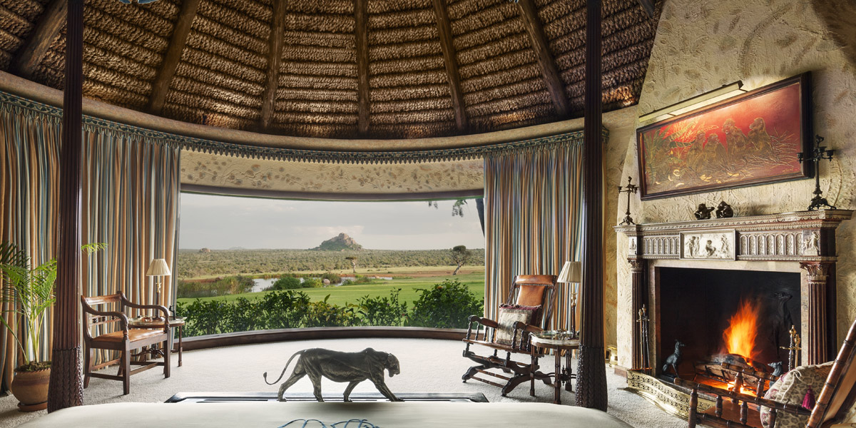 view from the bed in simba cottage on ol jogi conservancy, perfect for a private family safari
