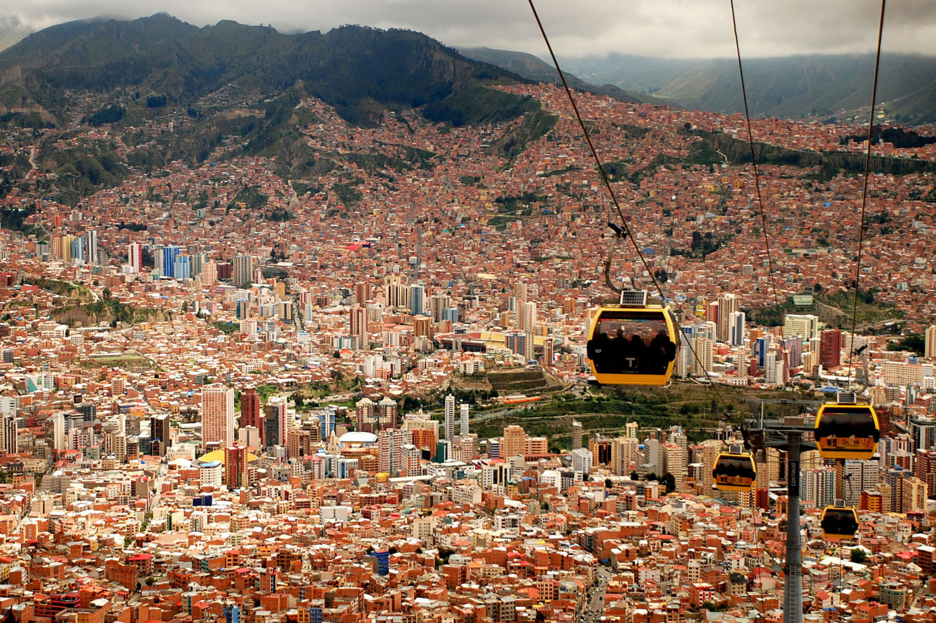 aerial view of the city of la paz in bolivia, from the cablecars