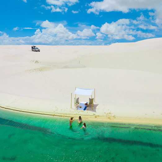 tourists on dune excursion in lencois maranhenses