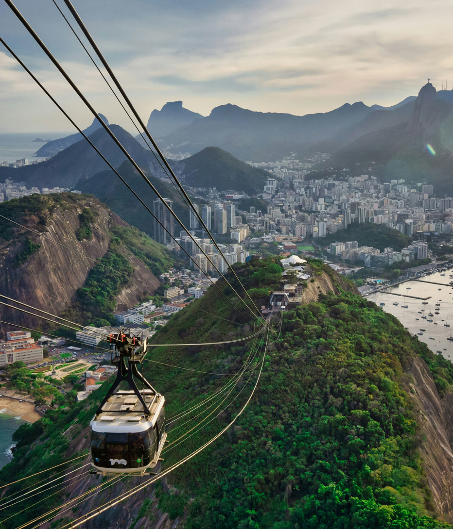 view of rio de janeiro from the cable car at sugar loaf mountain