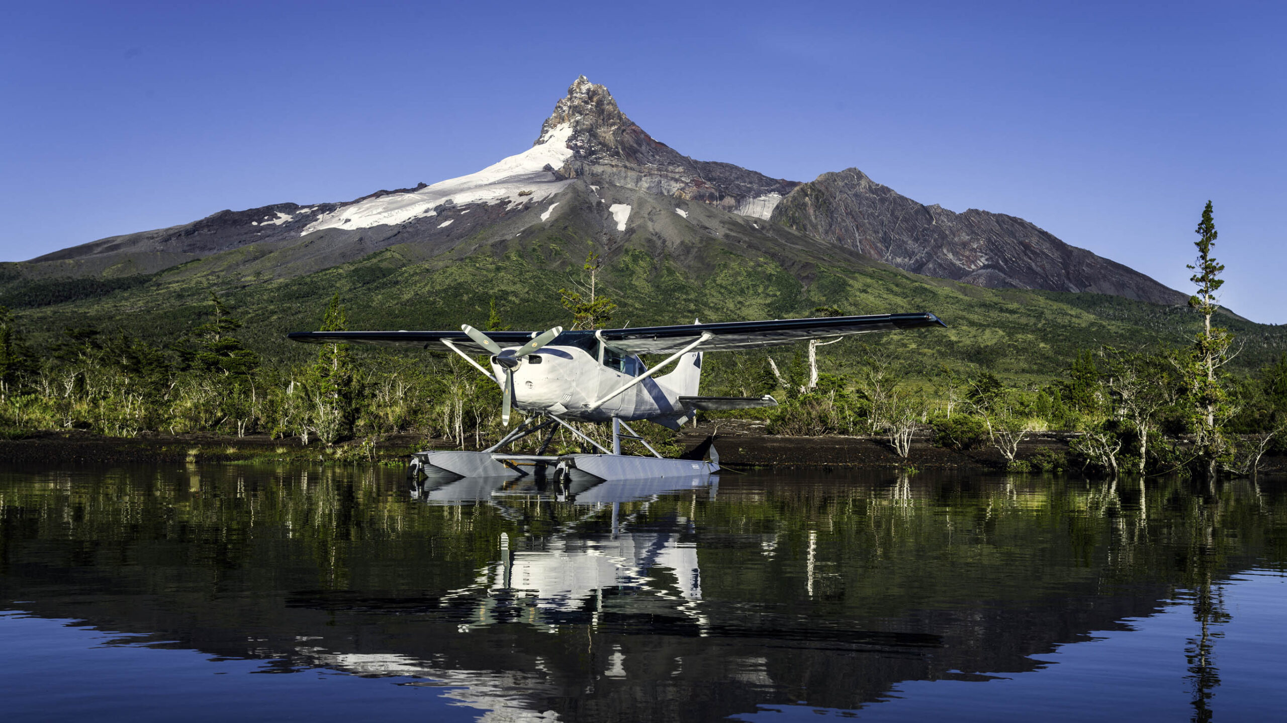 water plane on water at corcovado in chile adventure holiday