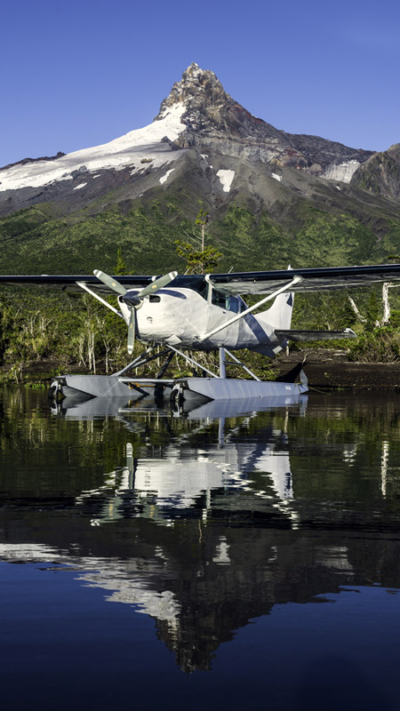 water plane on water at corcovado in chile adventure holiday
