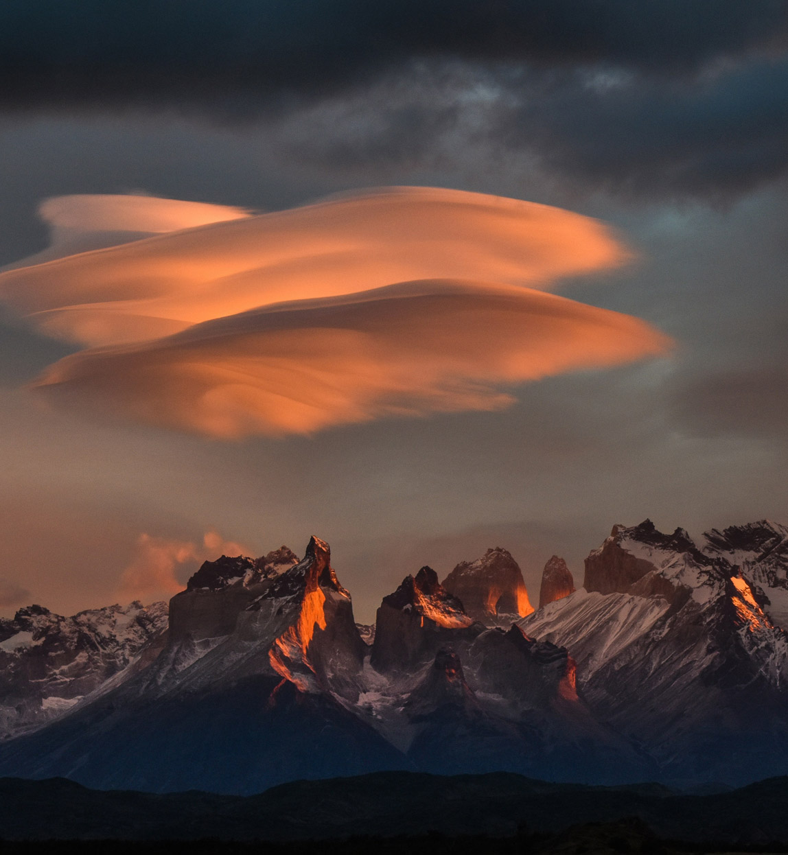 torres del paine national park chile at sunset