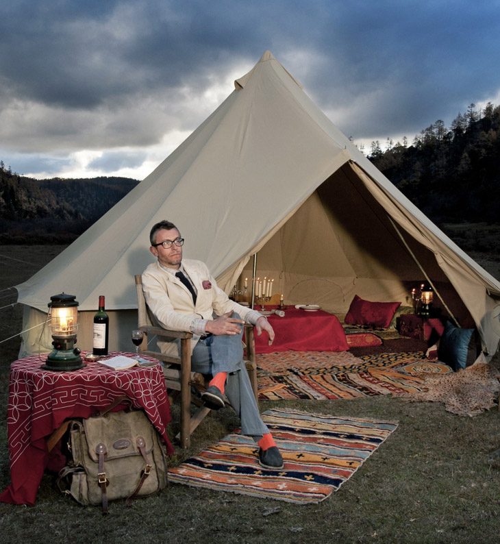 sitting outside of a camp at liotard tented camp in china