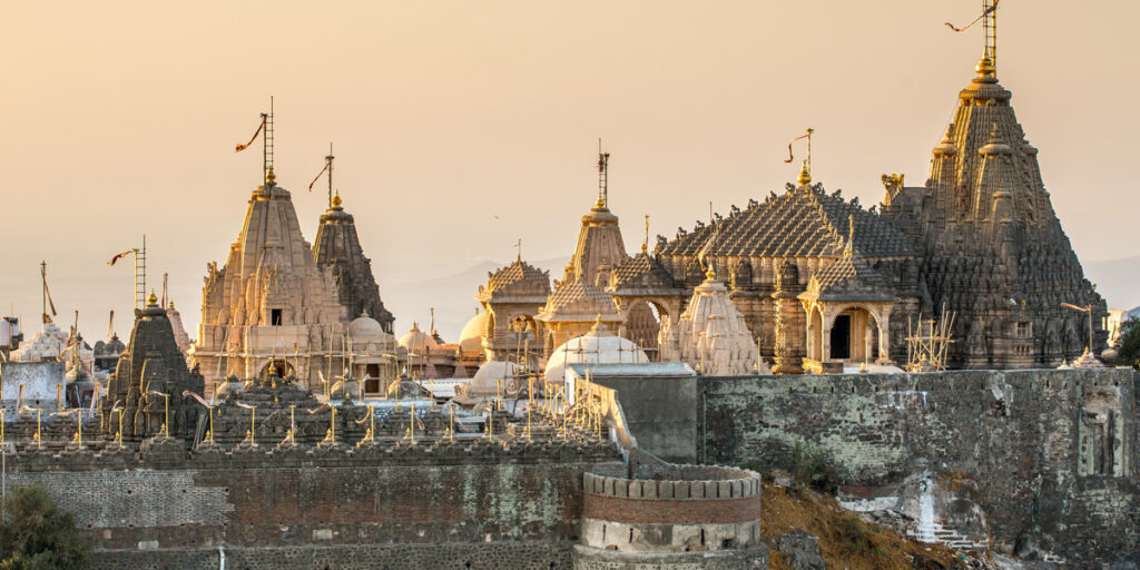 Jain temples on top of Shatrunjaya hill, Palitana, India