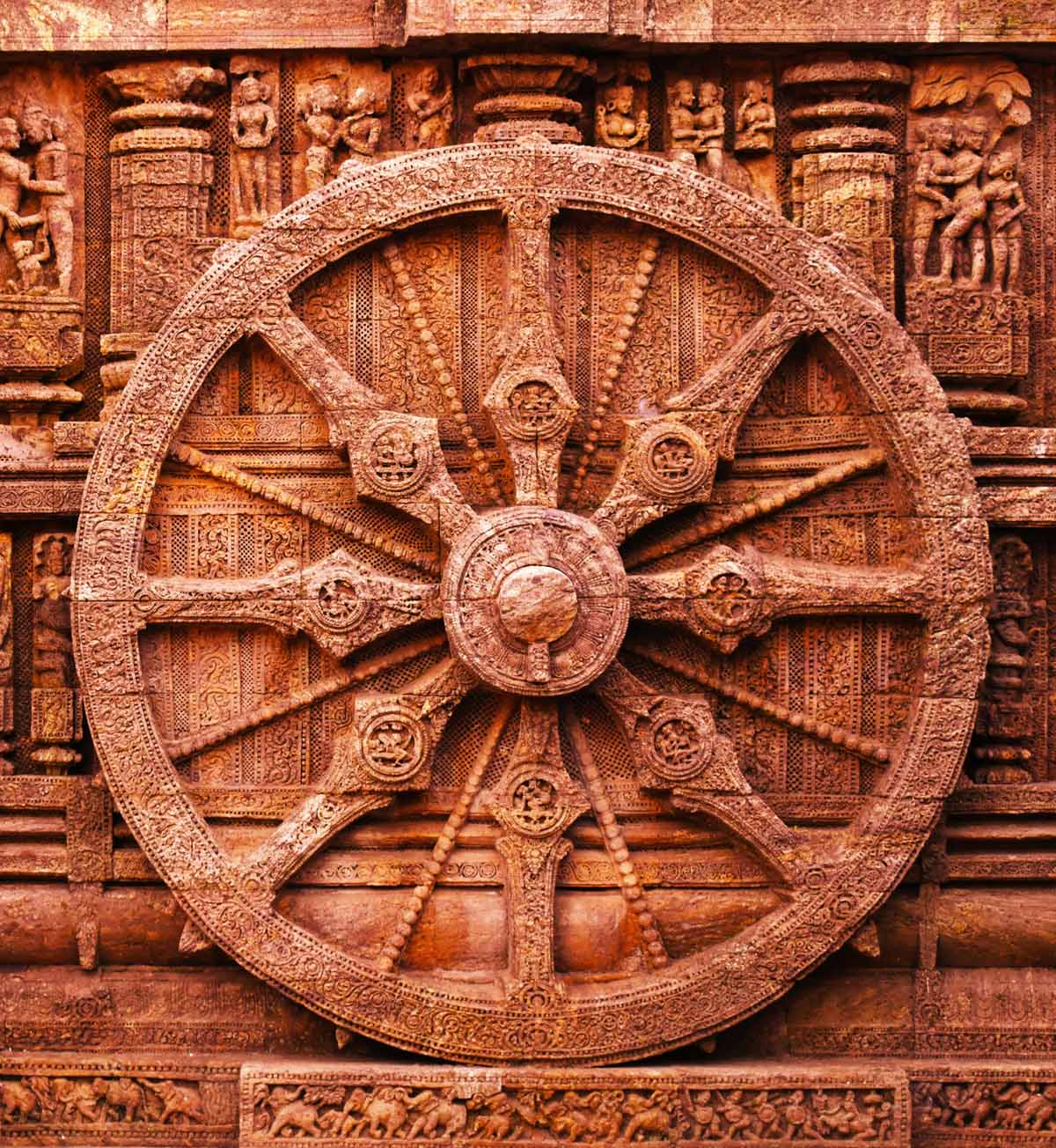 india to see Konark temple in india and it's intricately carved temples and artefacts