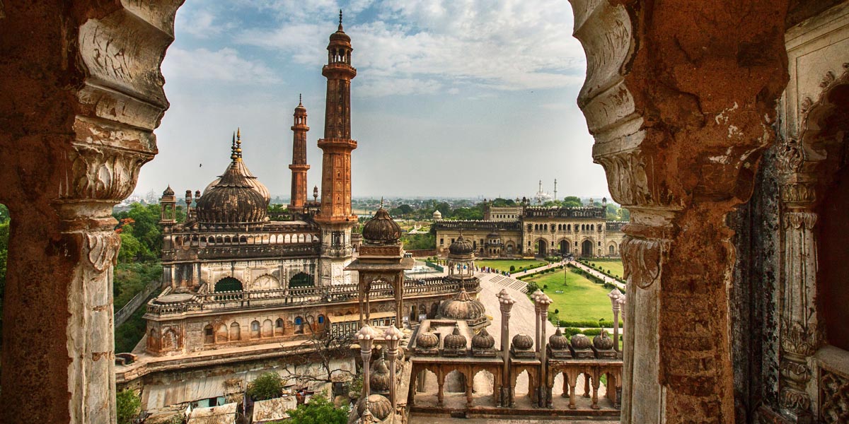 looking out over the Bara Imambara Asfi Masjid or Asfi Mosque,building complex in Lucknow 