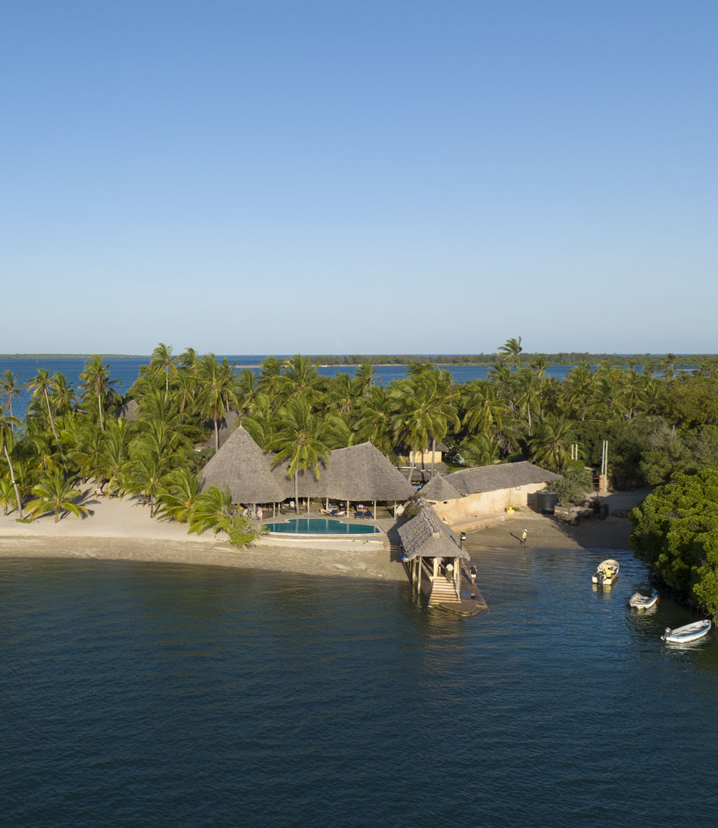 aerial view of manda bay villas on kenya's coast on a luxury beach holiday