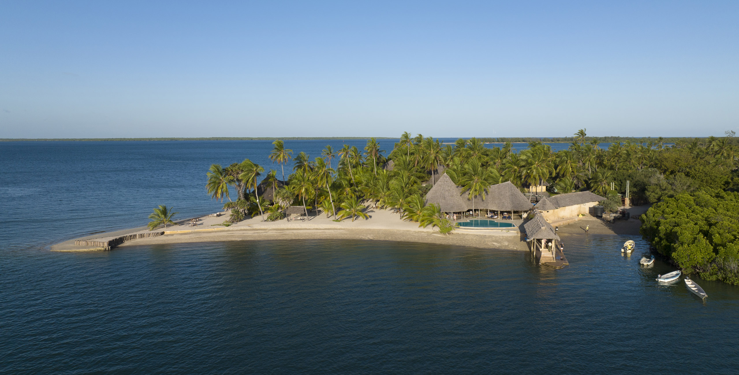 aerial view of manda bay villas on kenya's coast on a luxury beach holiday