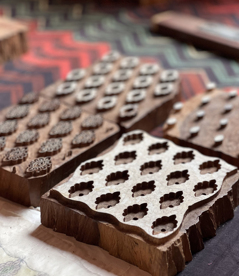 hand carved wooden blocks used in jaipur textile block printing
