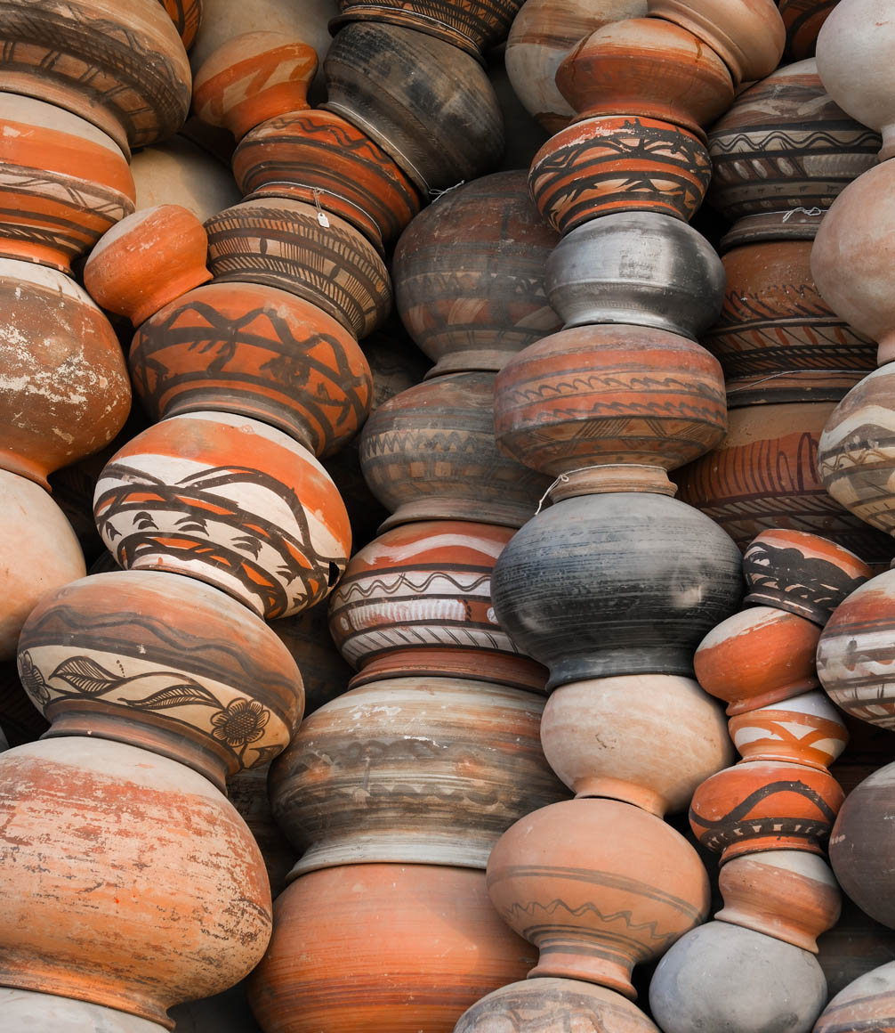 local handicraft pottery on display at kaner retreat rajasthan