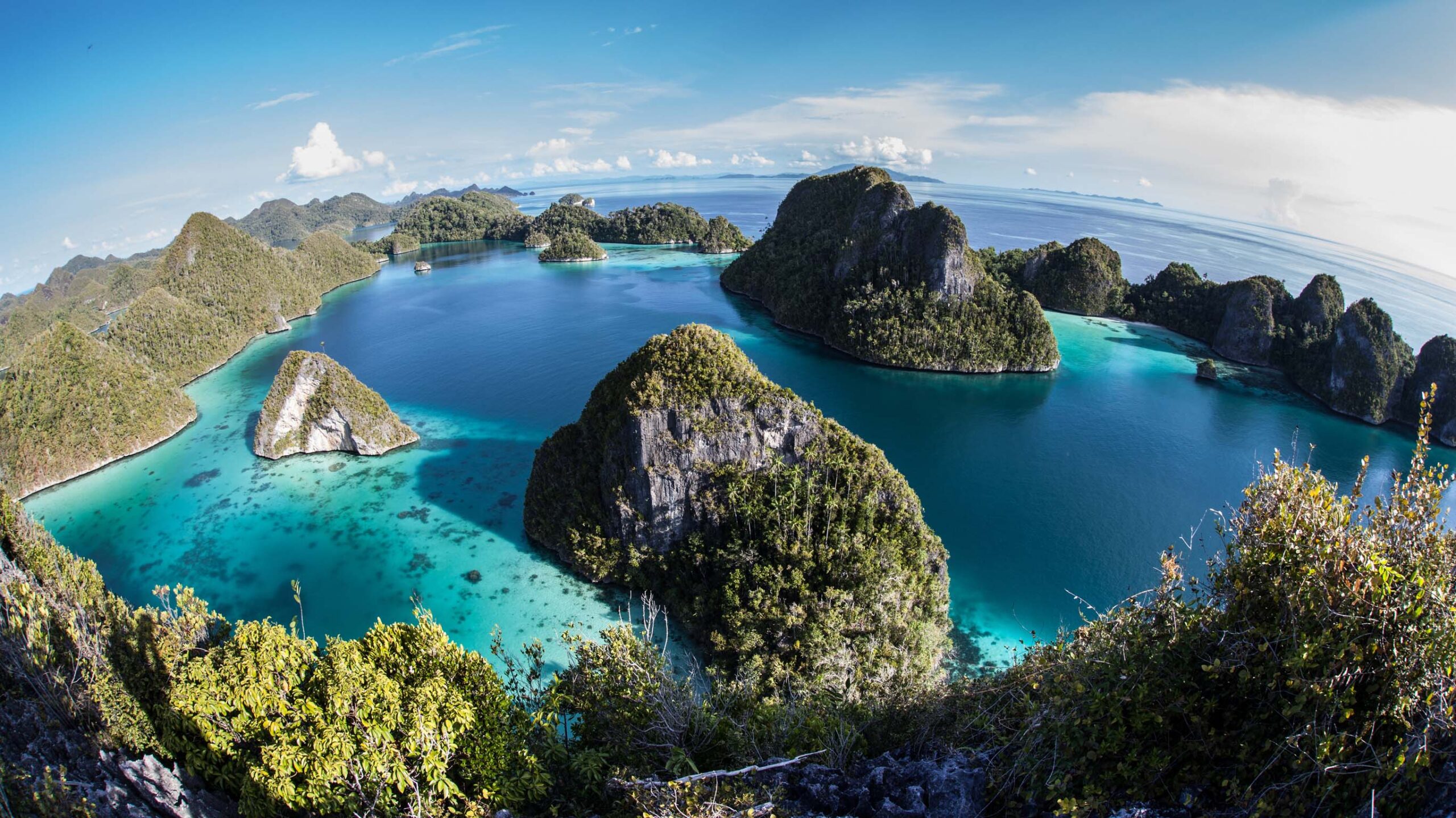 lagoon and limestone islands in Wayag, Raja Ampat, Indonesia. known for its high marine biodiversity and excellent scuba diving and snorkelling.