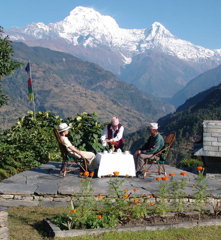 view from the verandah at majgaon hotel nepal