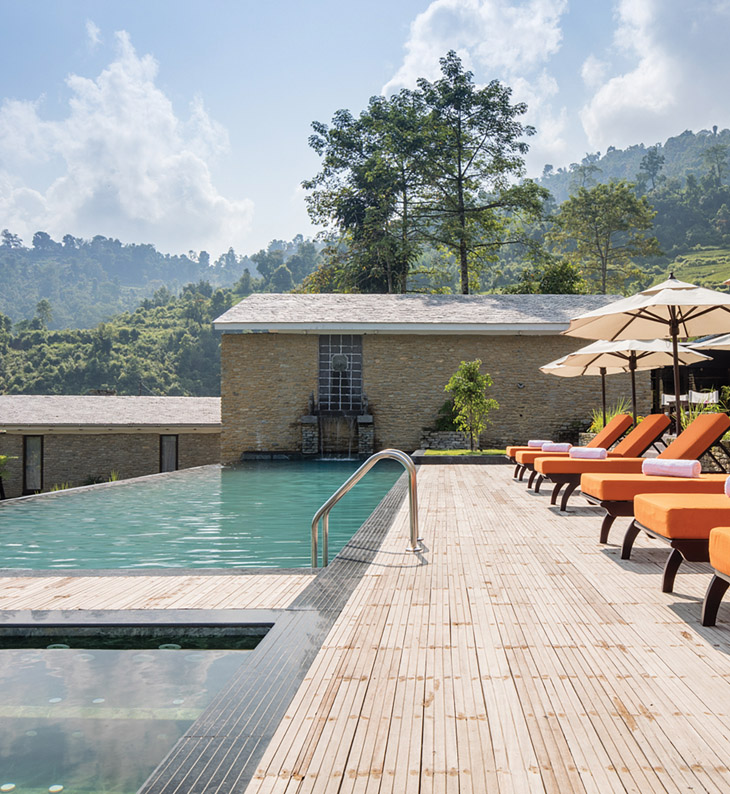 main pool of the pavillions the farm in nepal