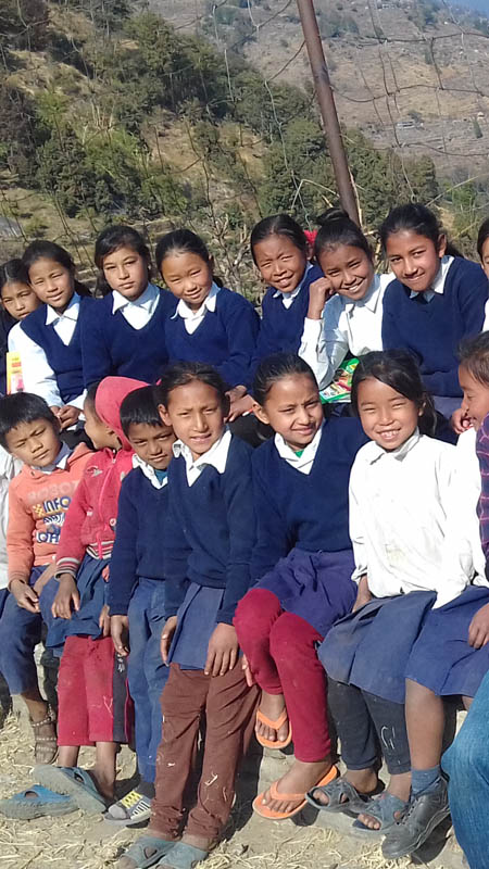 children of the shree kurlung baraha school in nepal, recipients of the explorations company tiffin programme