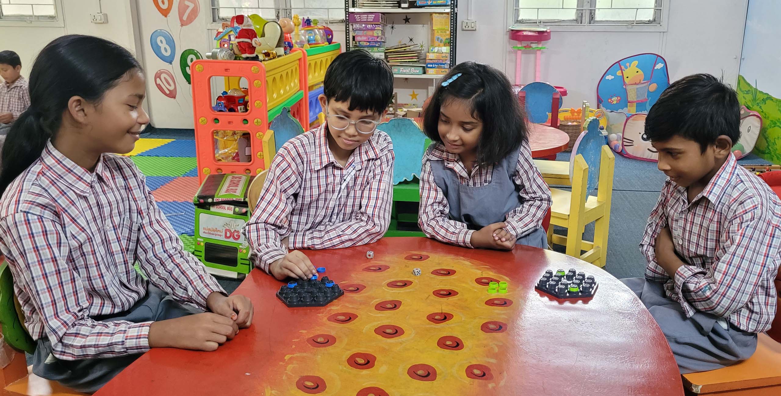 children in the toy bank safe classroom