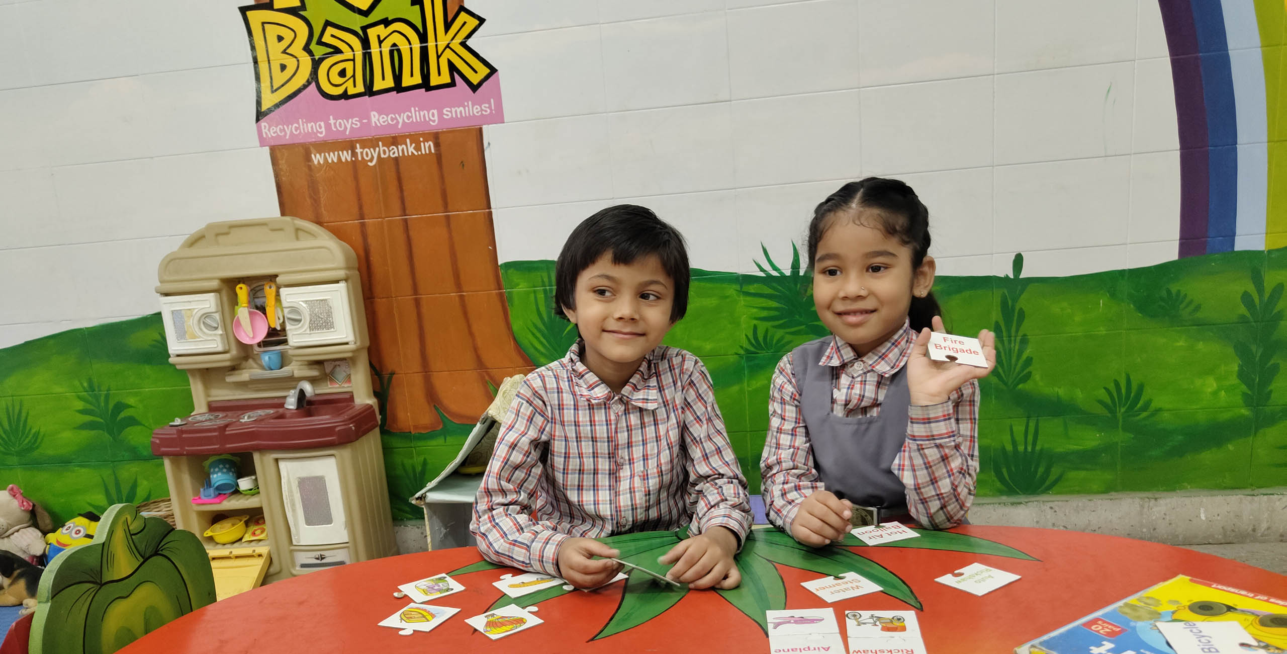 children in the toy bank safe classroom