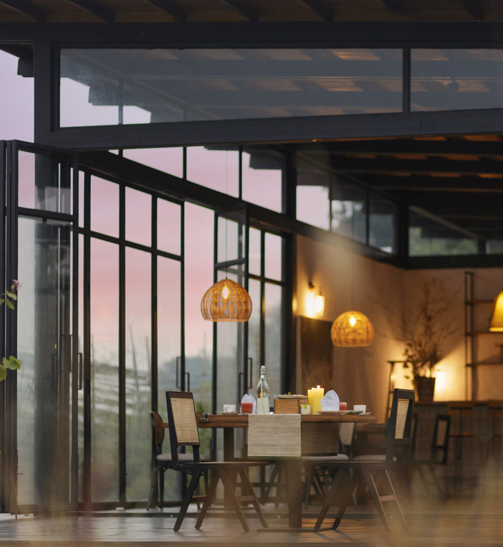 dining view of bori wildlife lodge in india