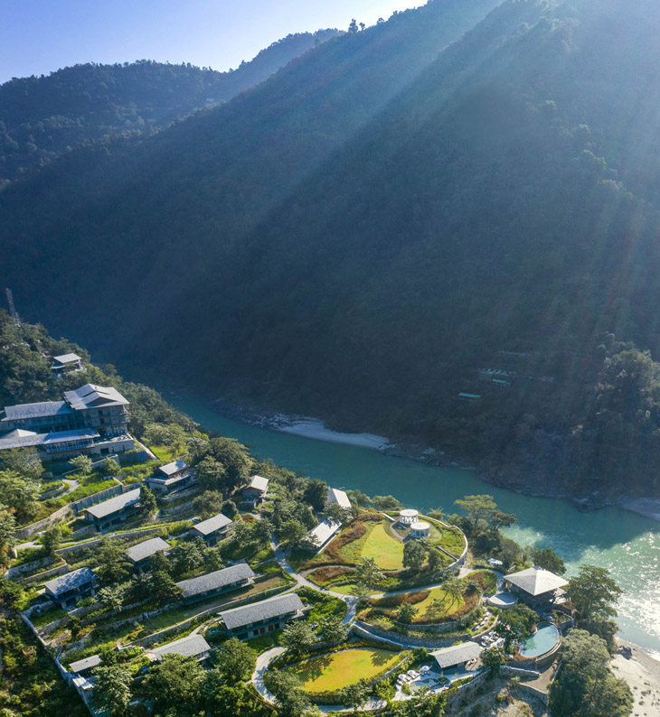 view of rishikesh india from hillside