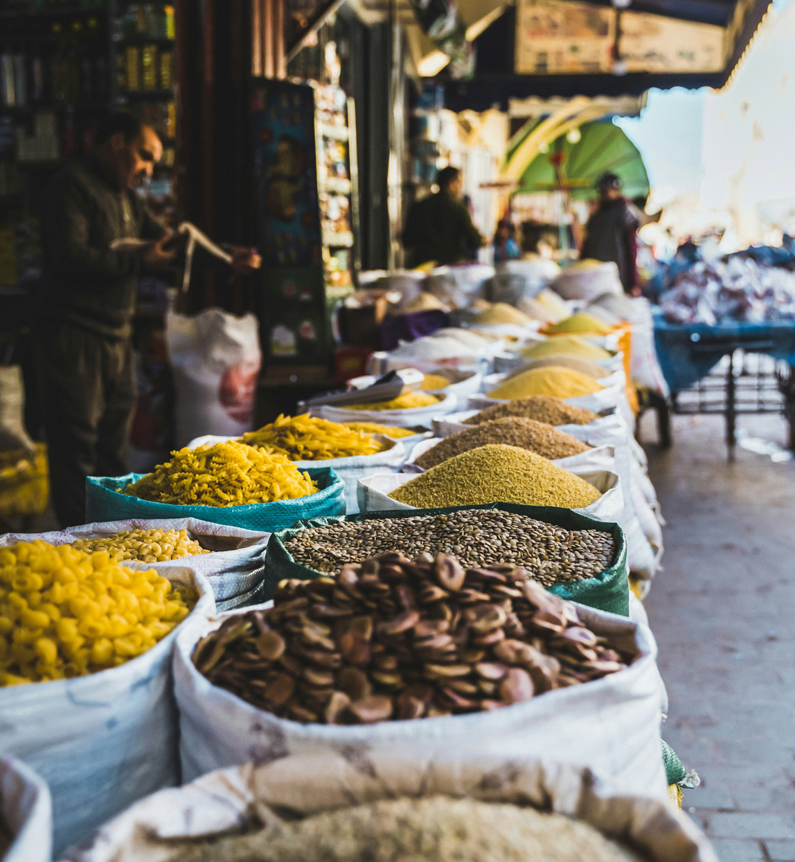 spices at a market in morocco
