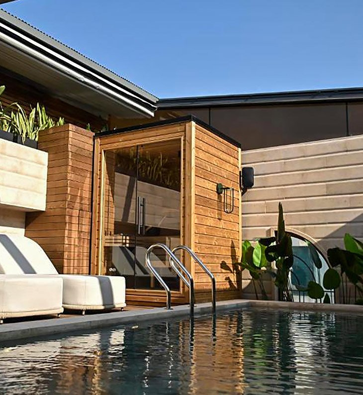 pool and loungers at the townhouse in islamabad