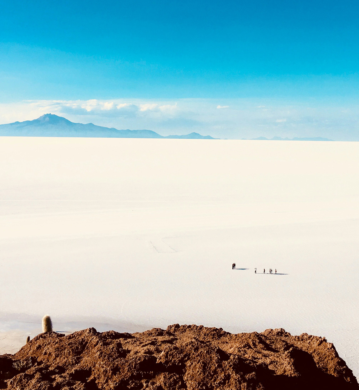 walking through the bolivian desert at salar de uyuni