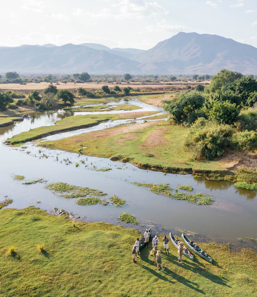 canoeing prep by the river at chongwe house