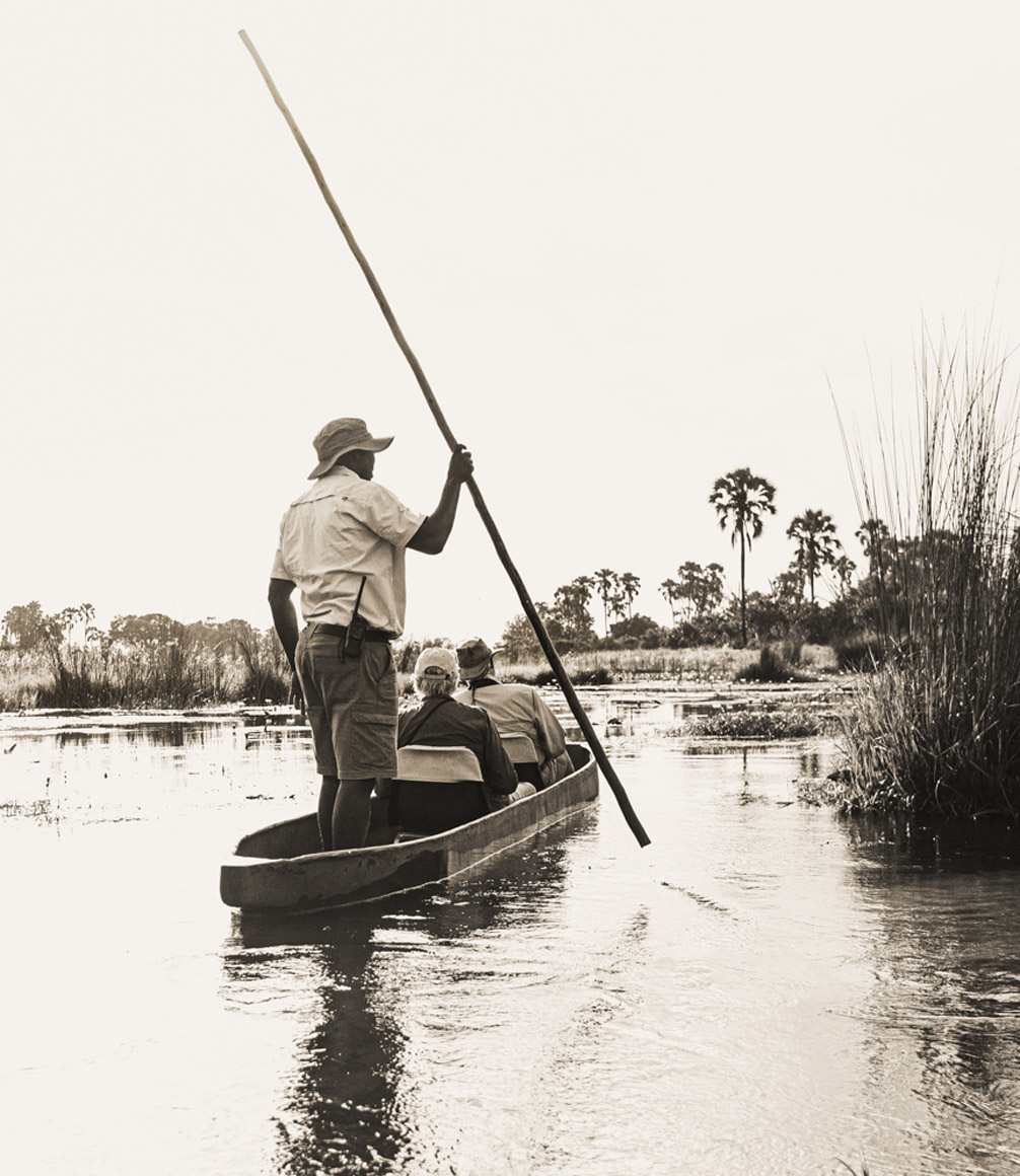 clients on a mokoro safari in botswanas okavango delta