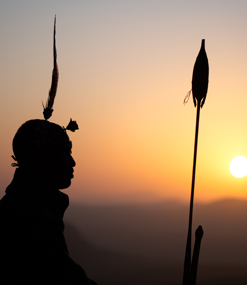 maasai warrior at sunset in ol malo by albie venter