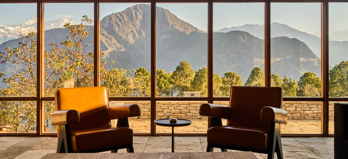 view from the verandah at shakti prana in kumaon in the indian himalayas