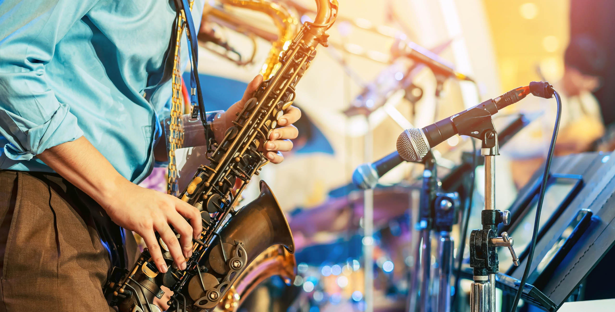 jazz musician playing a saxophone