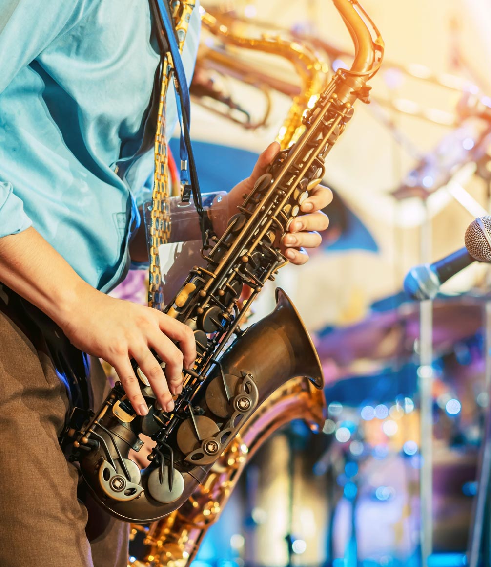 jazz musician playing a saxophone