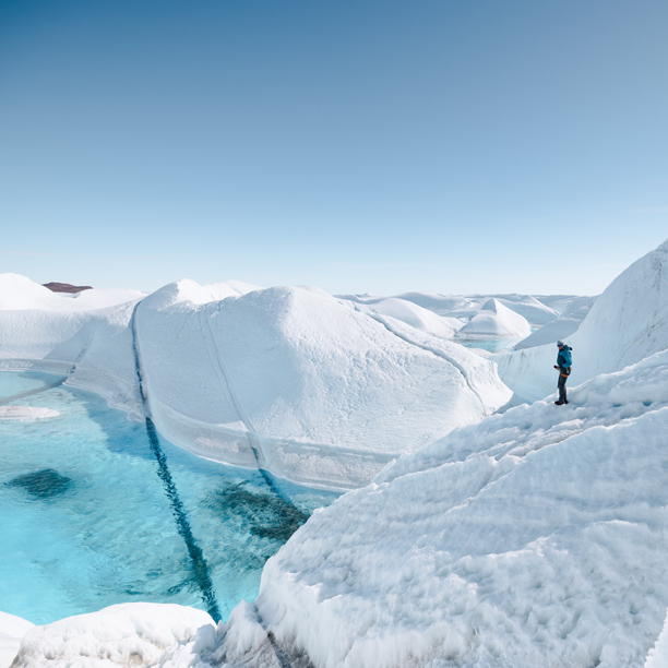 blue lake in antarctica