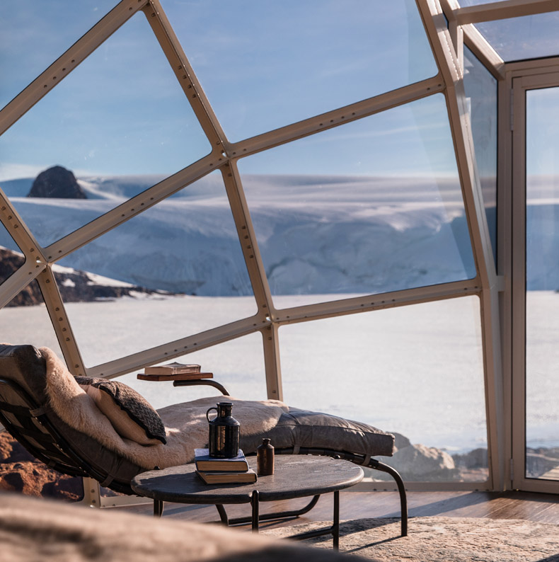 interior of white desert whichaway camp in antarctica