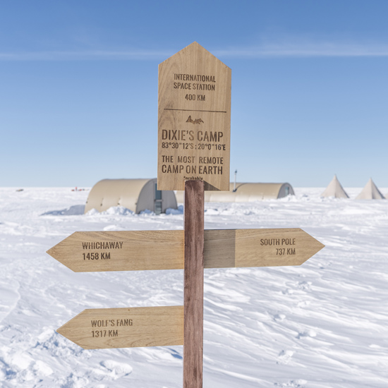 signpost at south pole in antarctica