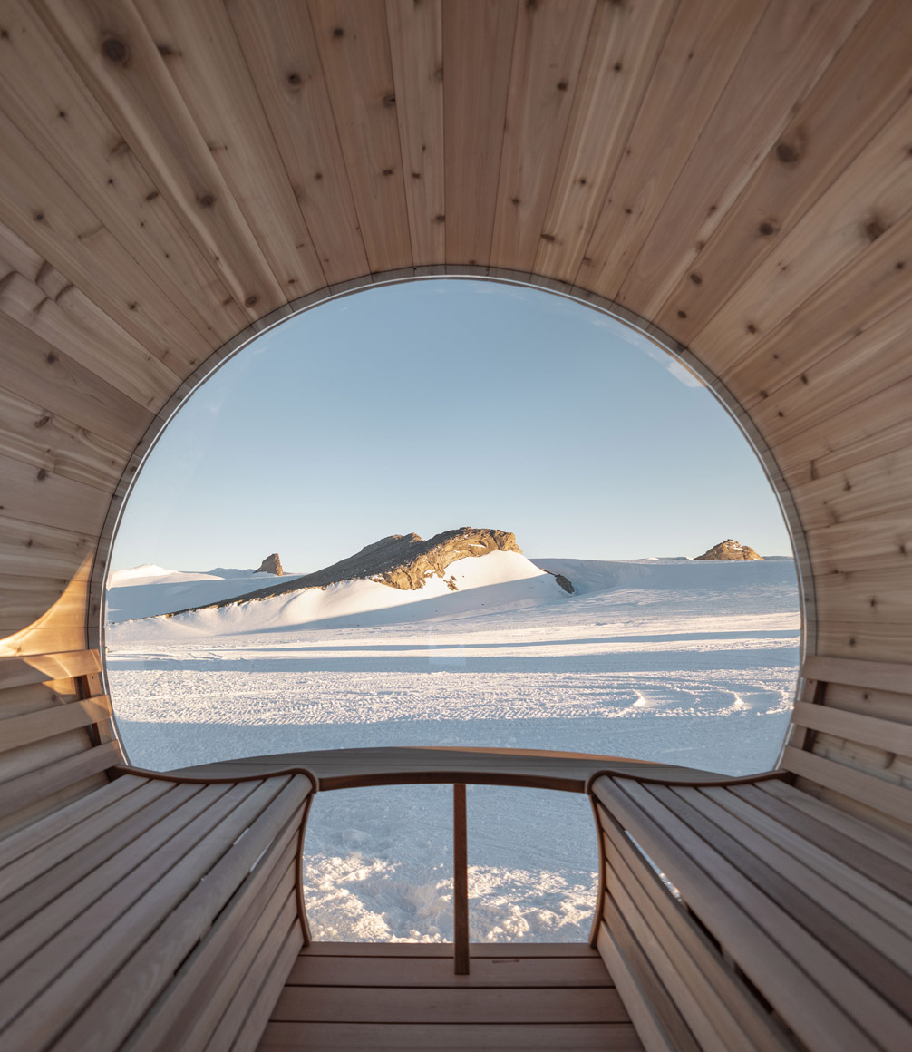 sauna pod at white desert camp in antarctica