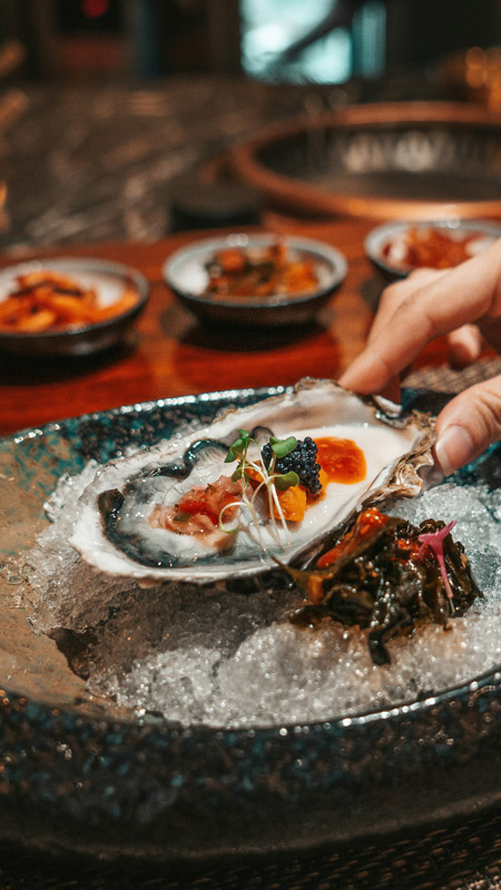oyster prepared in japanese restaurant in osaka