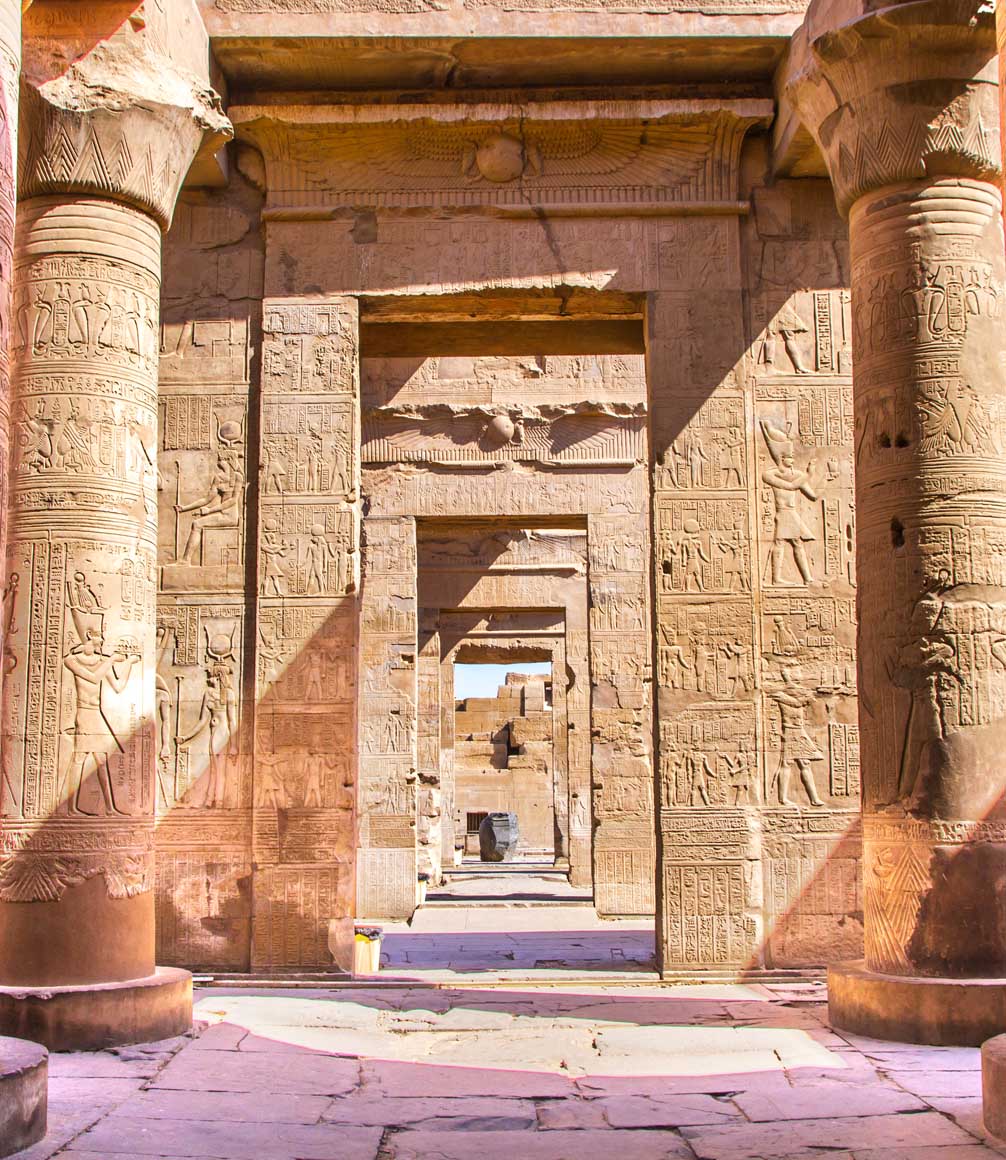 columns at the temple of kom ombo in egypt