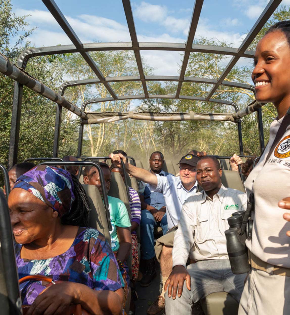 gorongosa local people on a safari drive into the national park