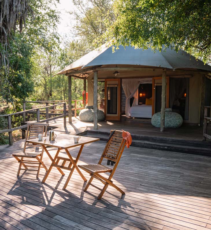 view of guest suite at muzimu lodge in gorongosa national park