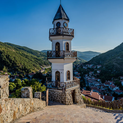 the victory tower in Göynük, turkey, overlooking the town