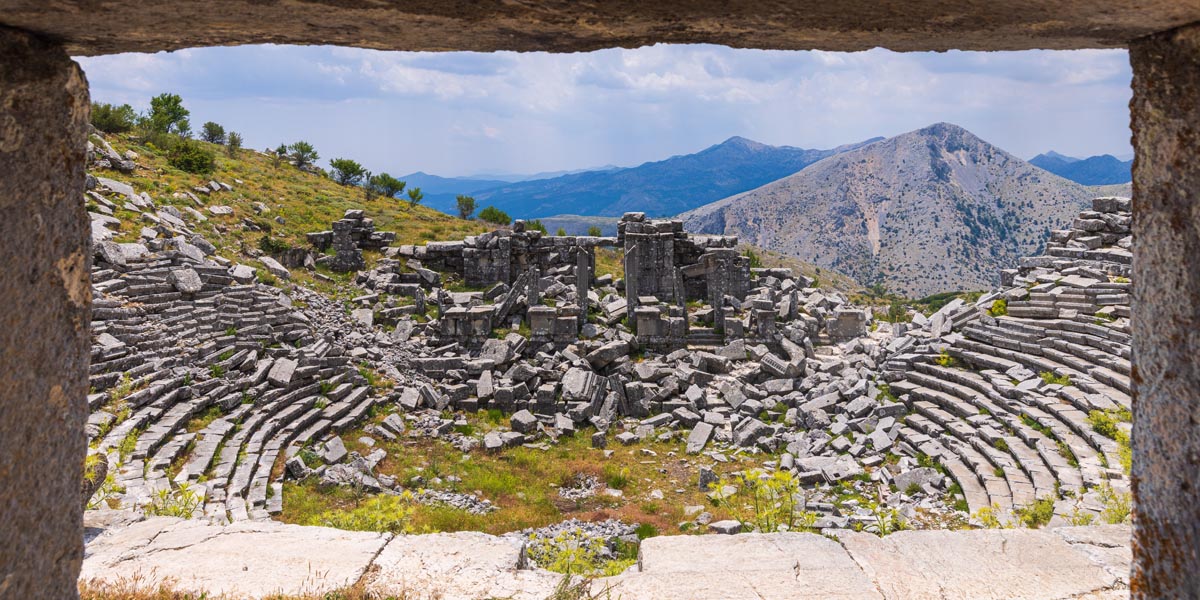 view of amphitheatre at sagalassos in turkey