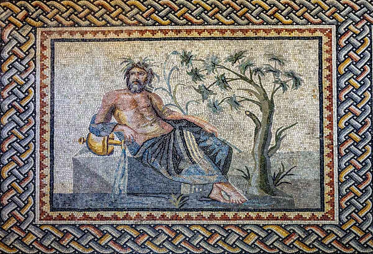 mosaic of euphrates in the zeugma mosaic museum in turkey