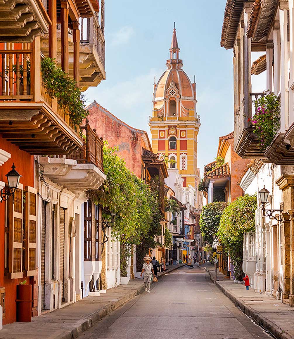cartagena colonial city street in colombia