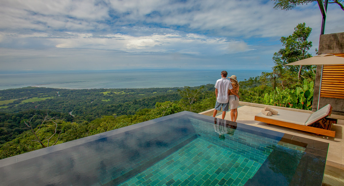 view from kura design villas with pool nearby